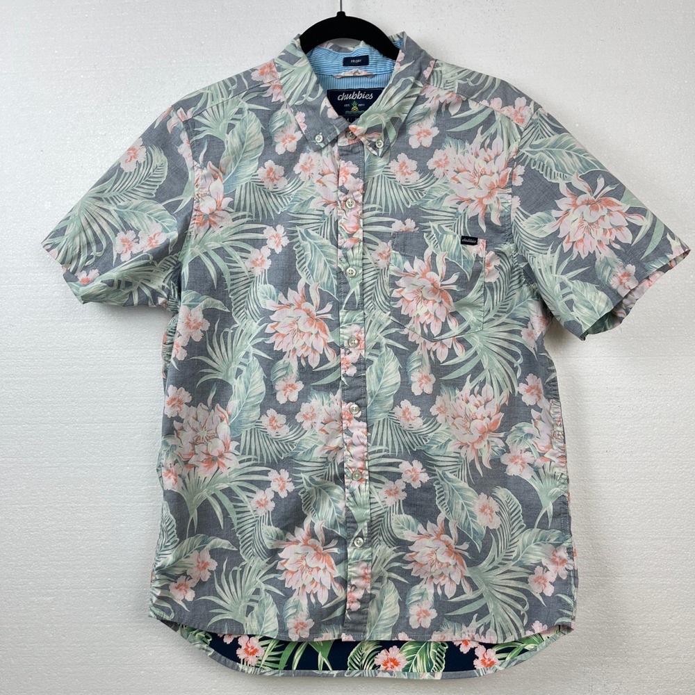 Chubbies 'Friday' S/S Shirt Mens Medium Tropical Floral Hawaiian Button Down‎